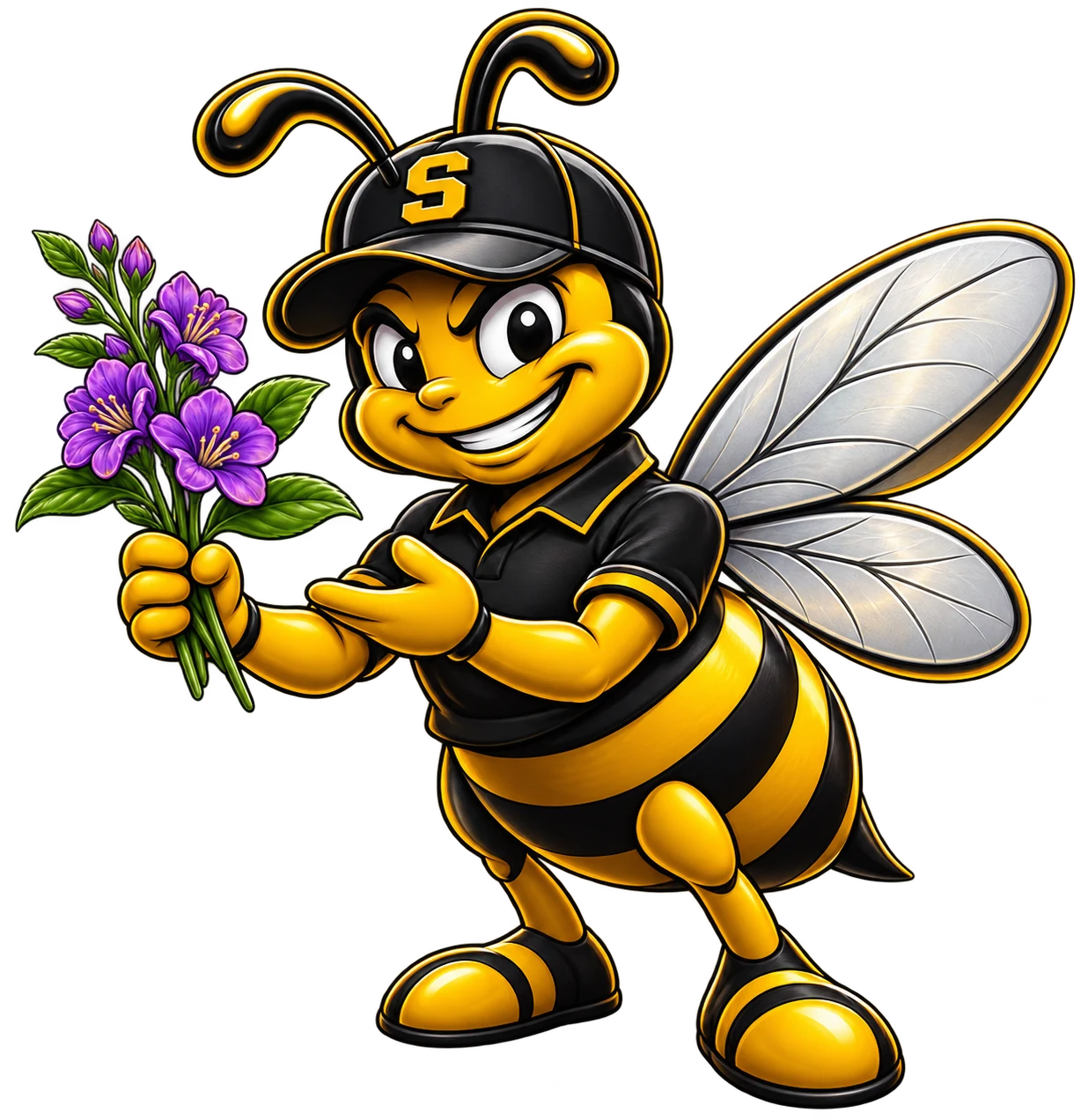 The Sandycroft bee presenting purple flowers, ready to help make space for pollinators