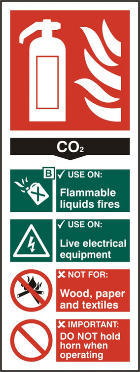 Beeswift Fire Extinguisher CO2 Sign Rigid PVC