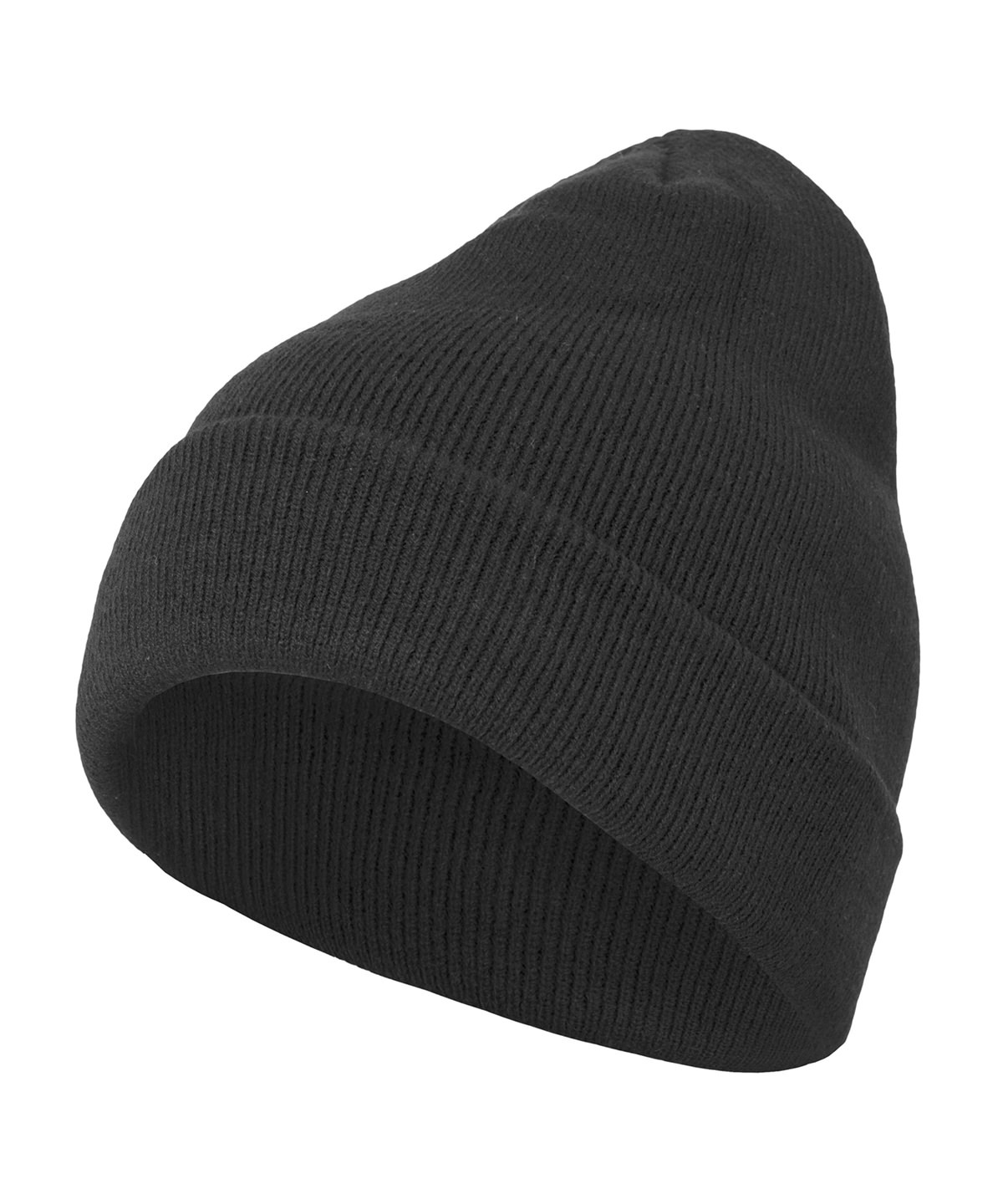 Heavy knit beanie in Black, front view