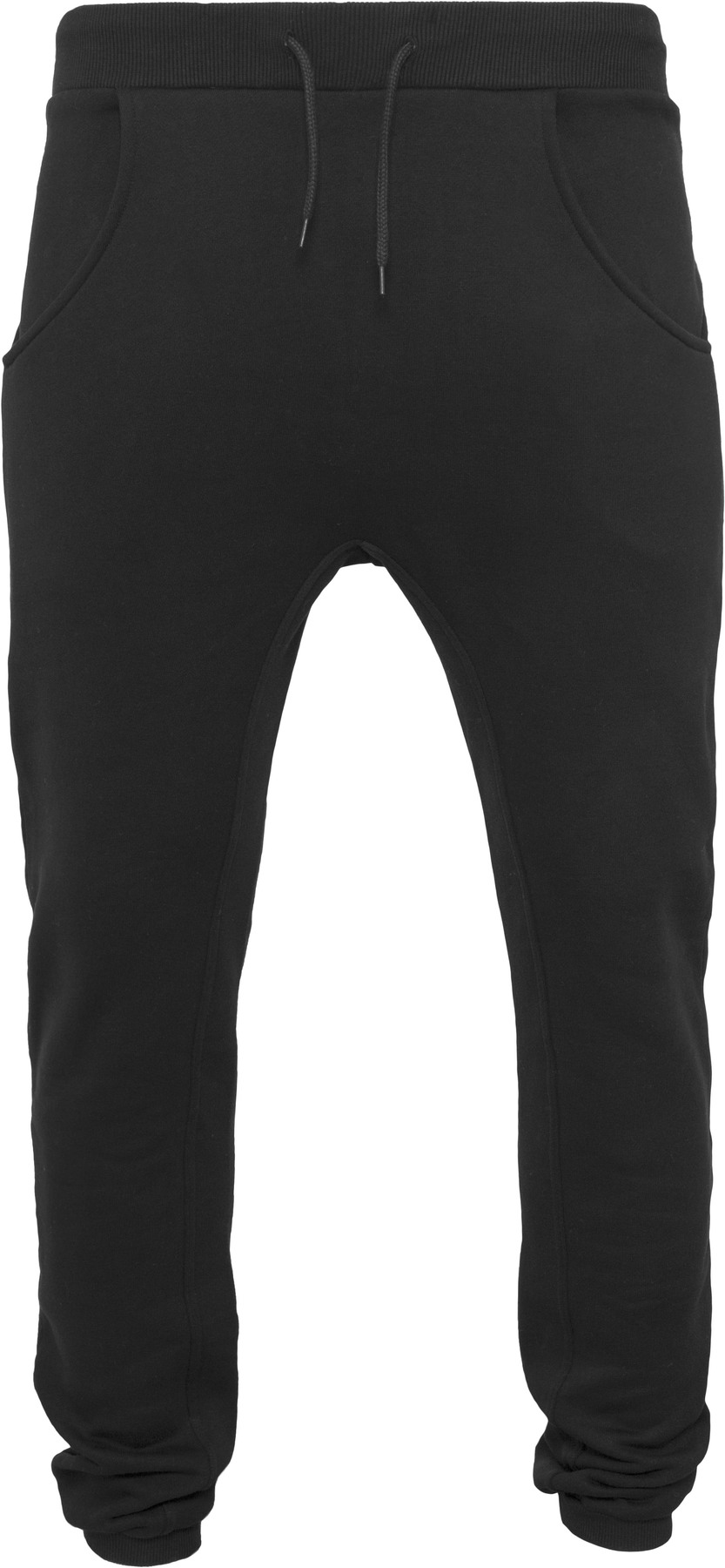 Heavy deep-crotch sweatpants in Black, front view