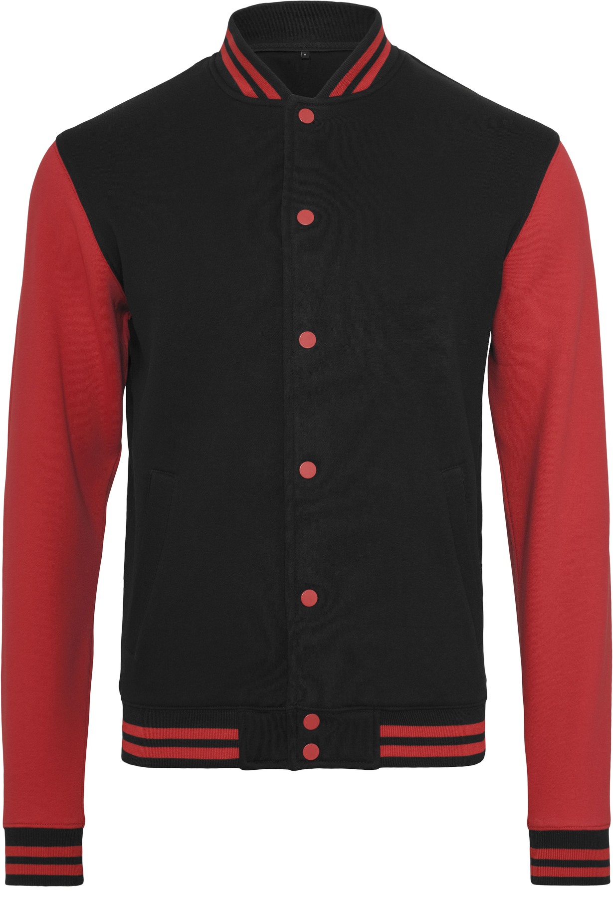 Sweat college jacket in Black/Red, front view