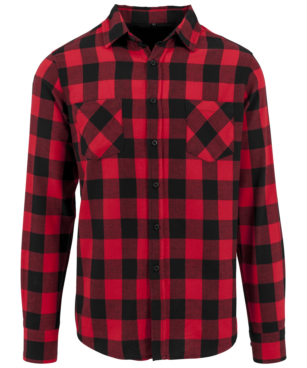 Checked flannel shirt in Black/Red, front view