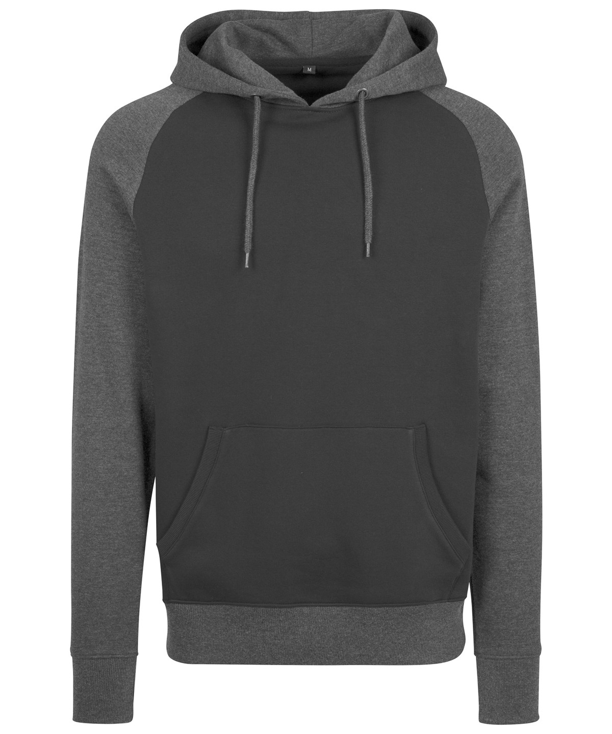 Raglan hoodie in Black/Charcoal, front view