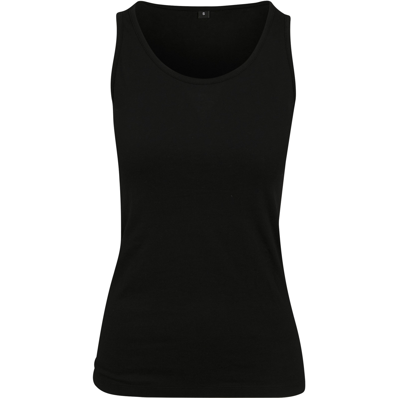 Women's merch top in Black, front view