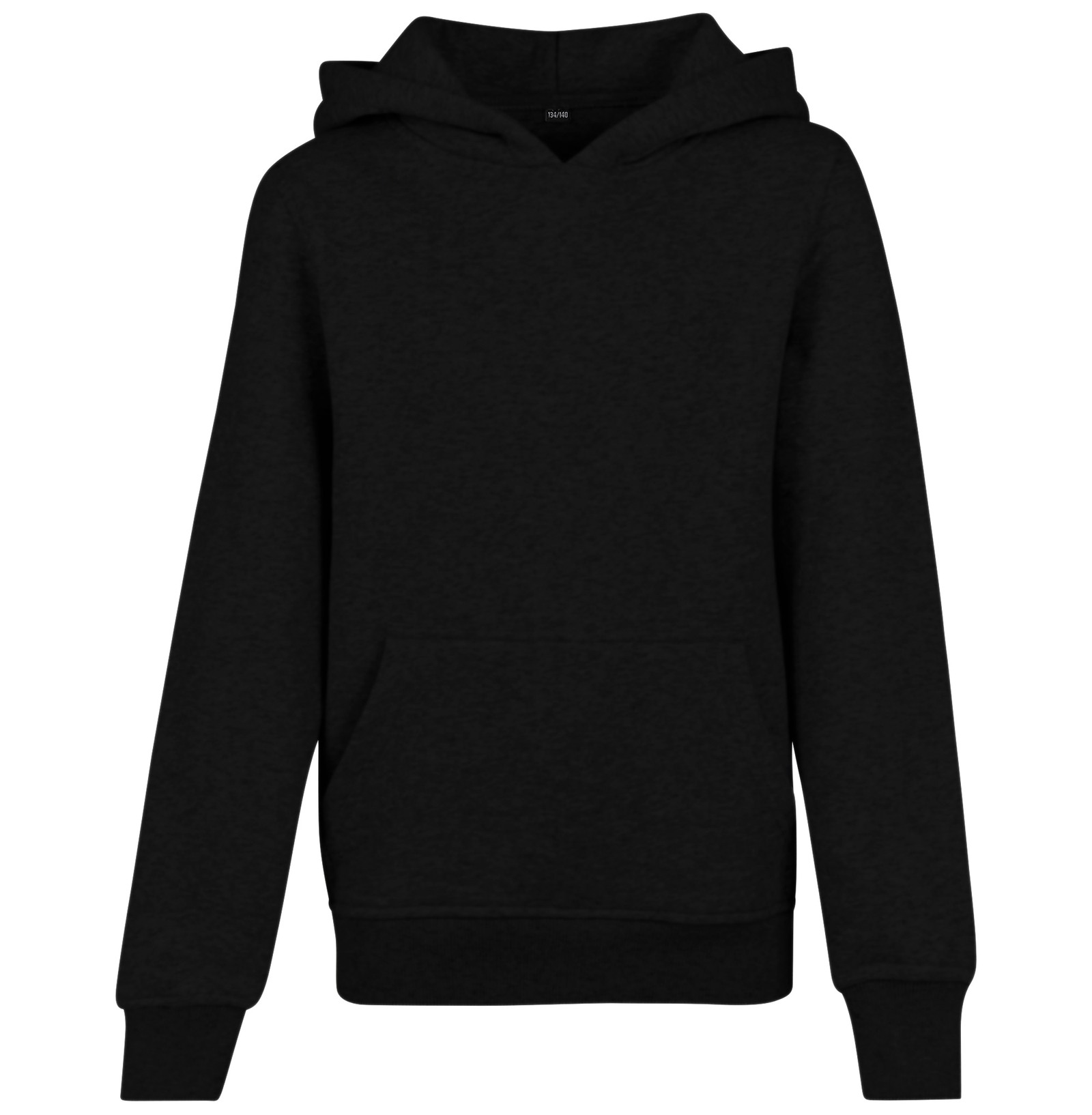 Kids basic hoodie in Black, front view