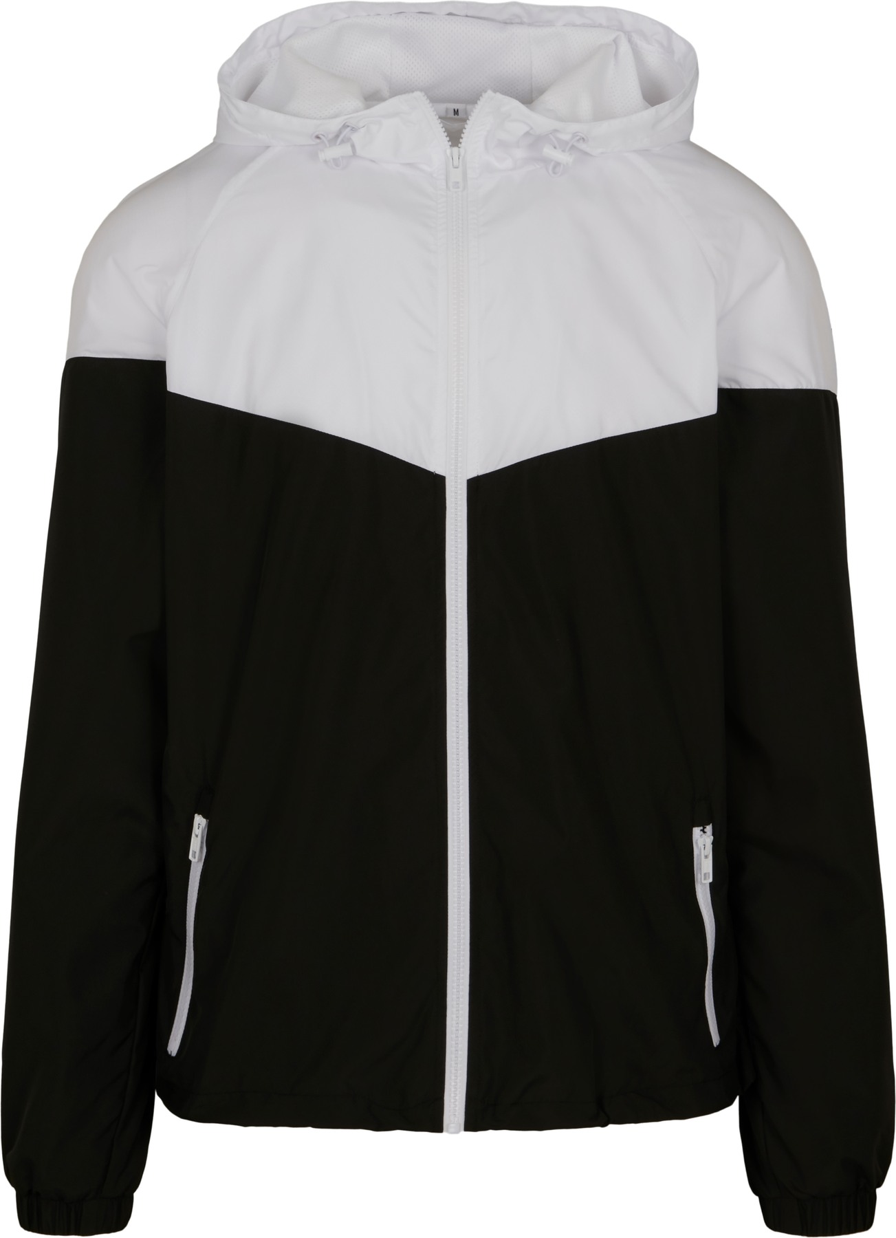 Two-tone tech windrunner jacket in Black/White, front view