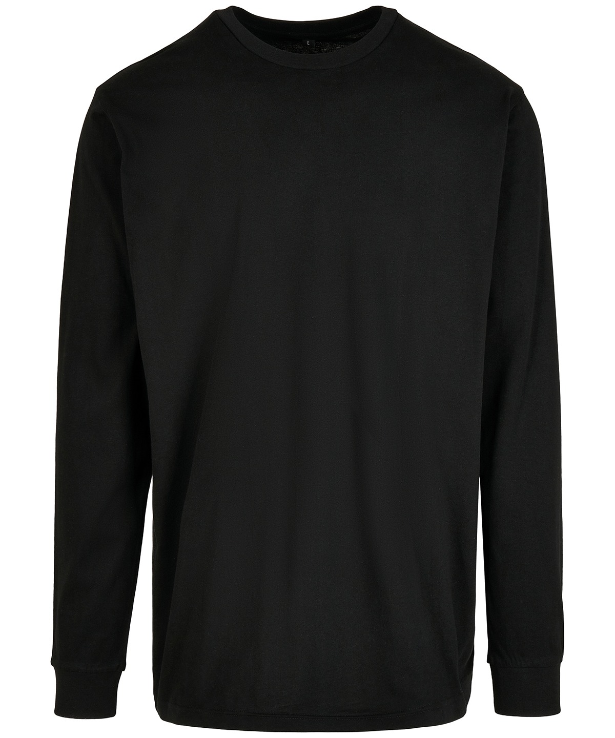 Organic long sleeve with cuff rib in Black, front view