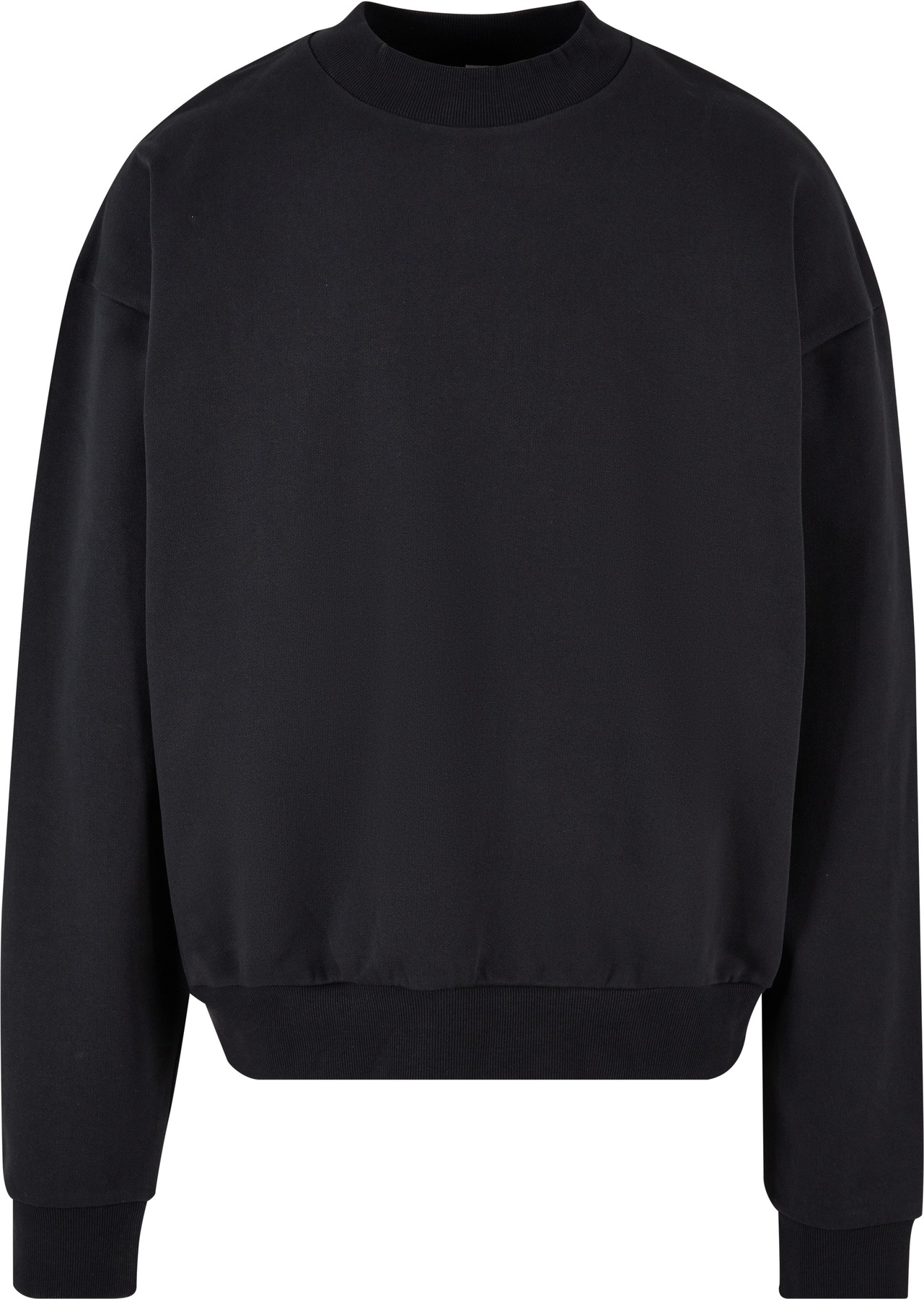 Ultra-heavy cotton crew neck in Black, front view