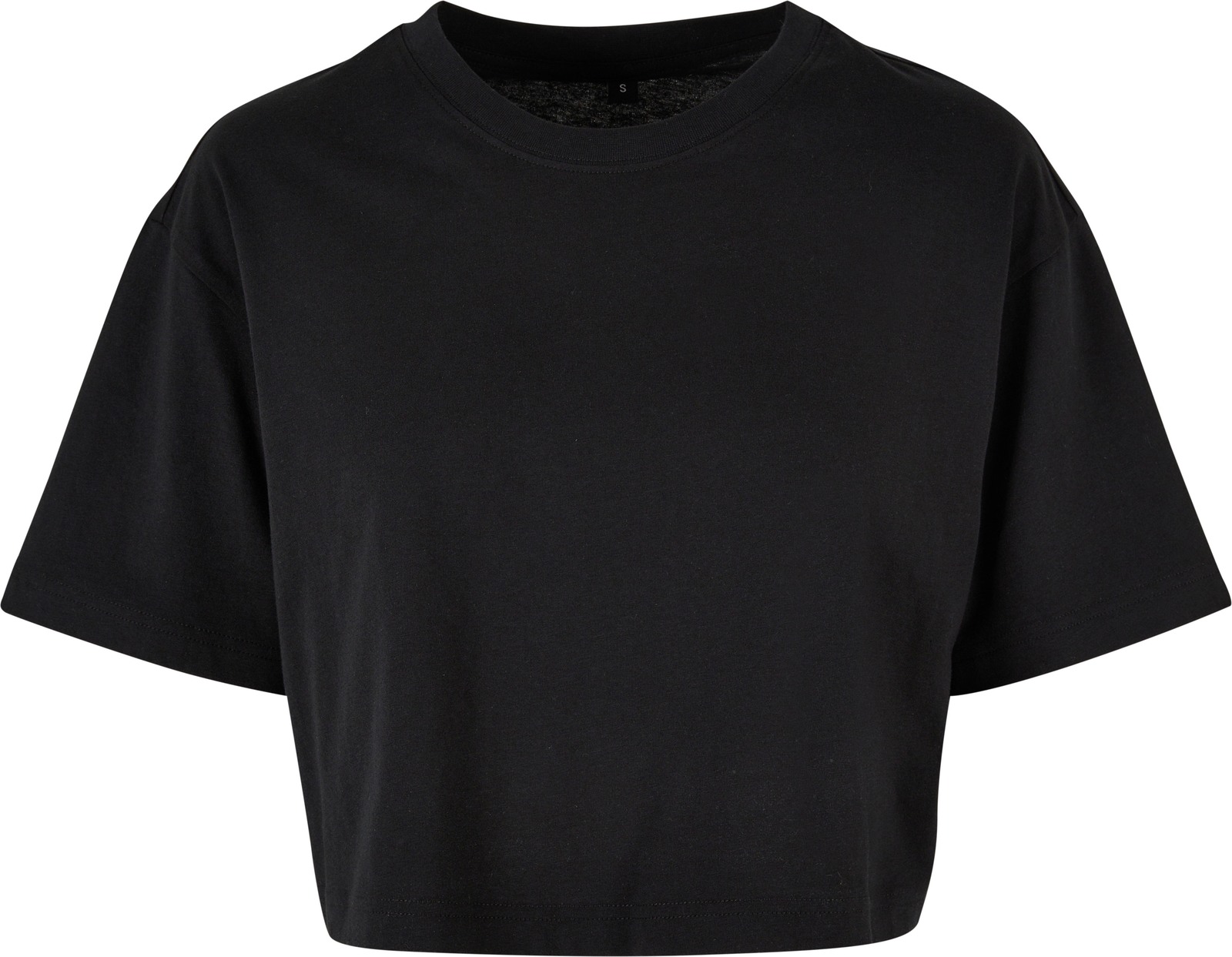 Women’s short oversized tee in Black, front view