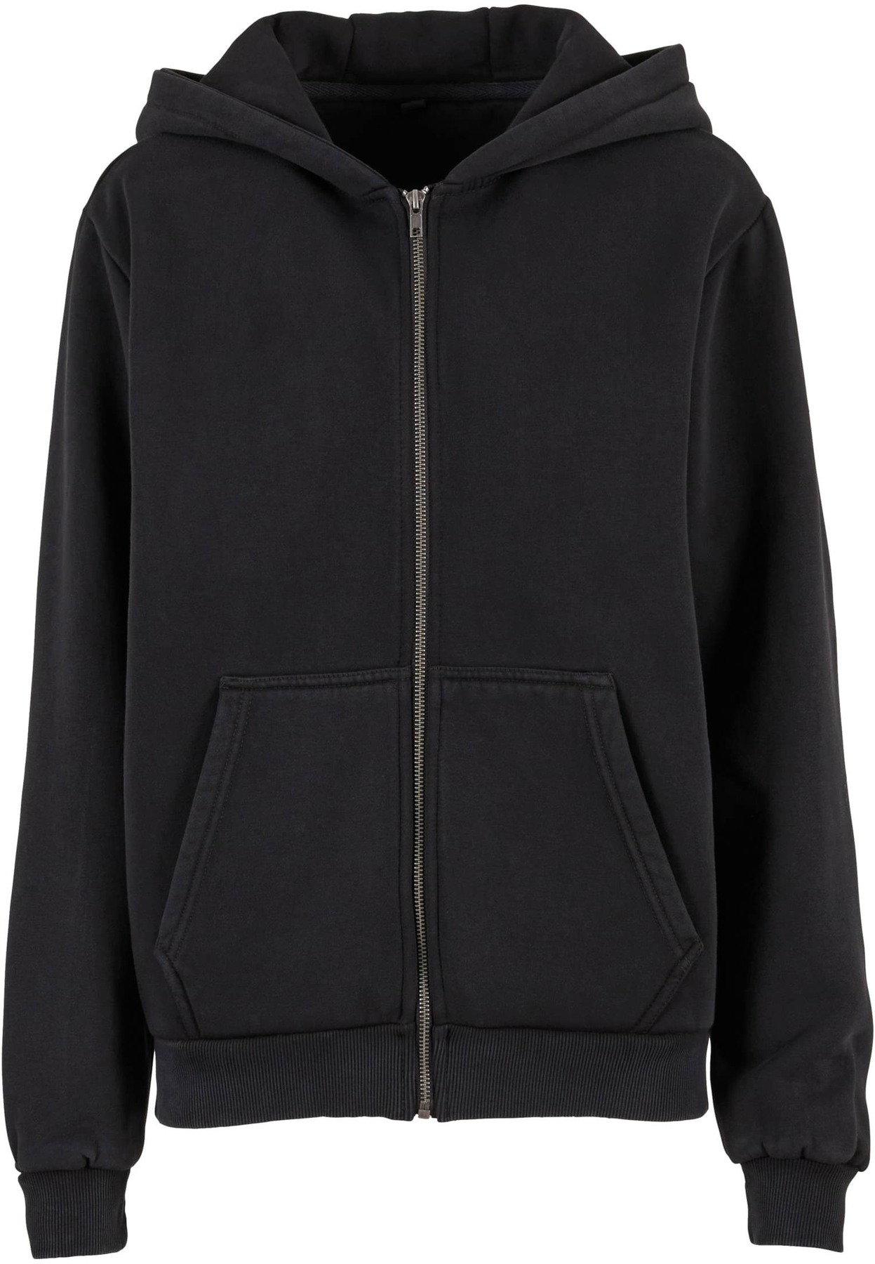 Women’s vintage heavy zip hoodie in Black, front view
