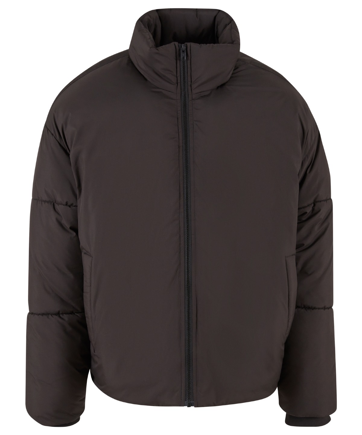 Oversized puffer jacket in Black, front view