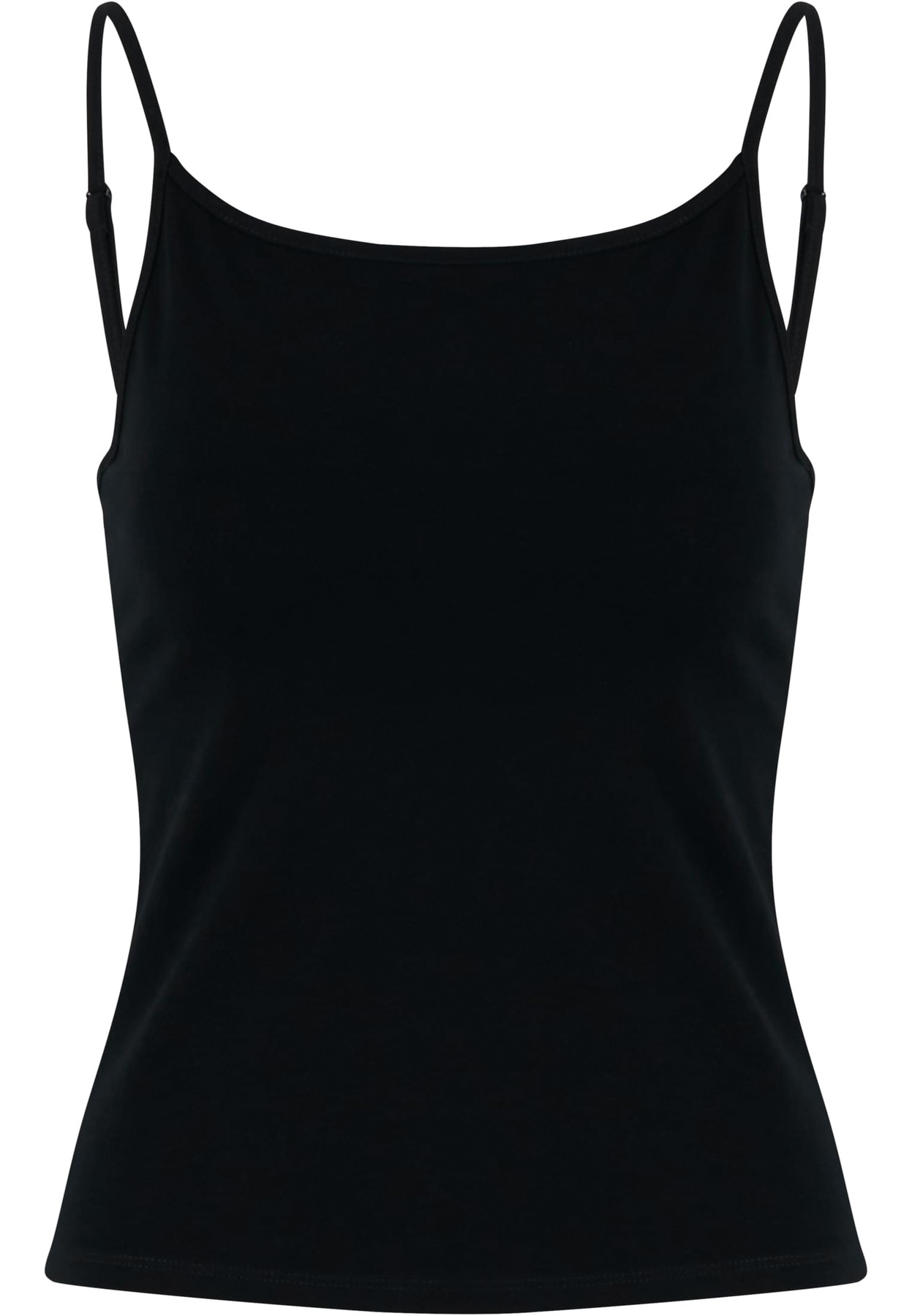 Women’s stretch Jersey short slim top in Black, front view