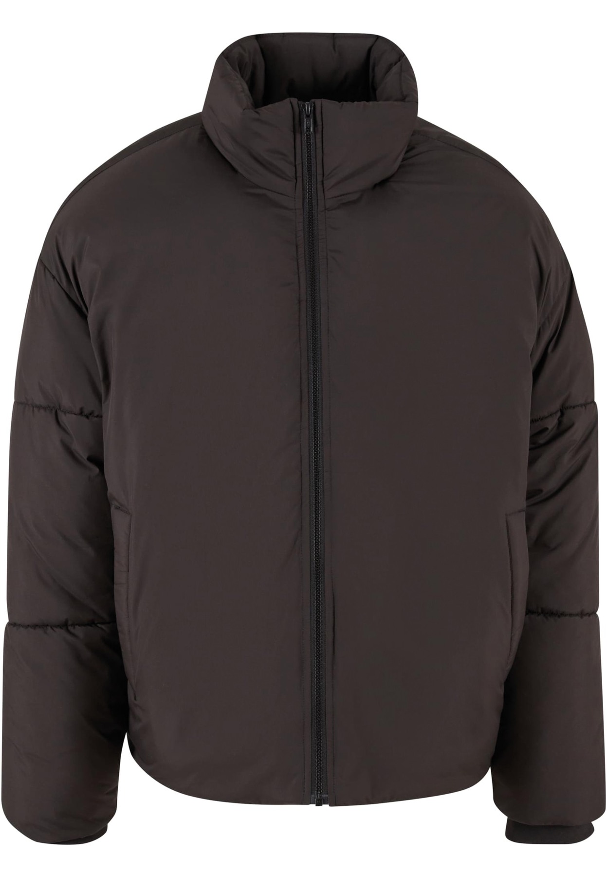 Women’s loose puffer jacket in Black, front view