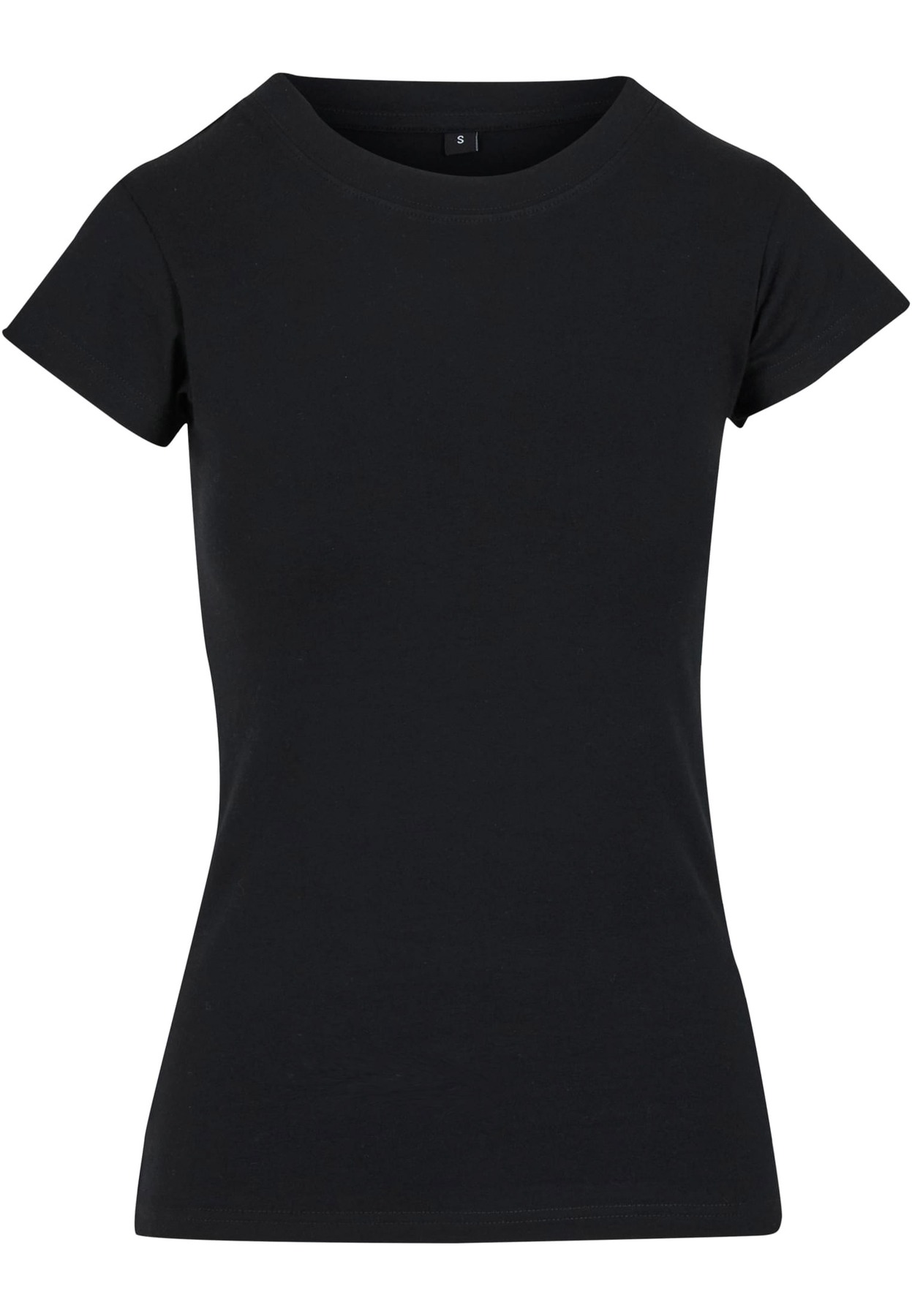 Women’s stretch tee in Black, front view
