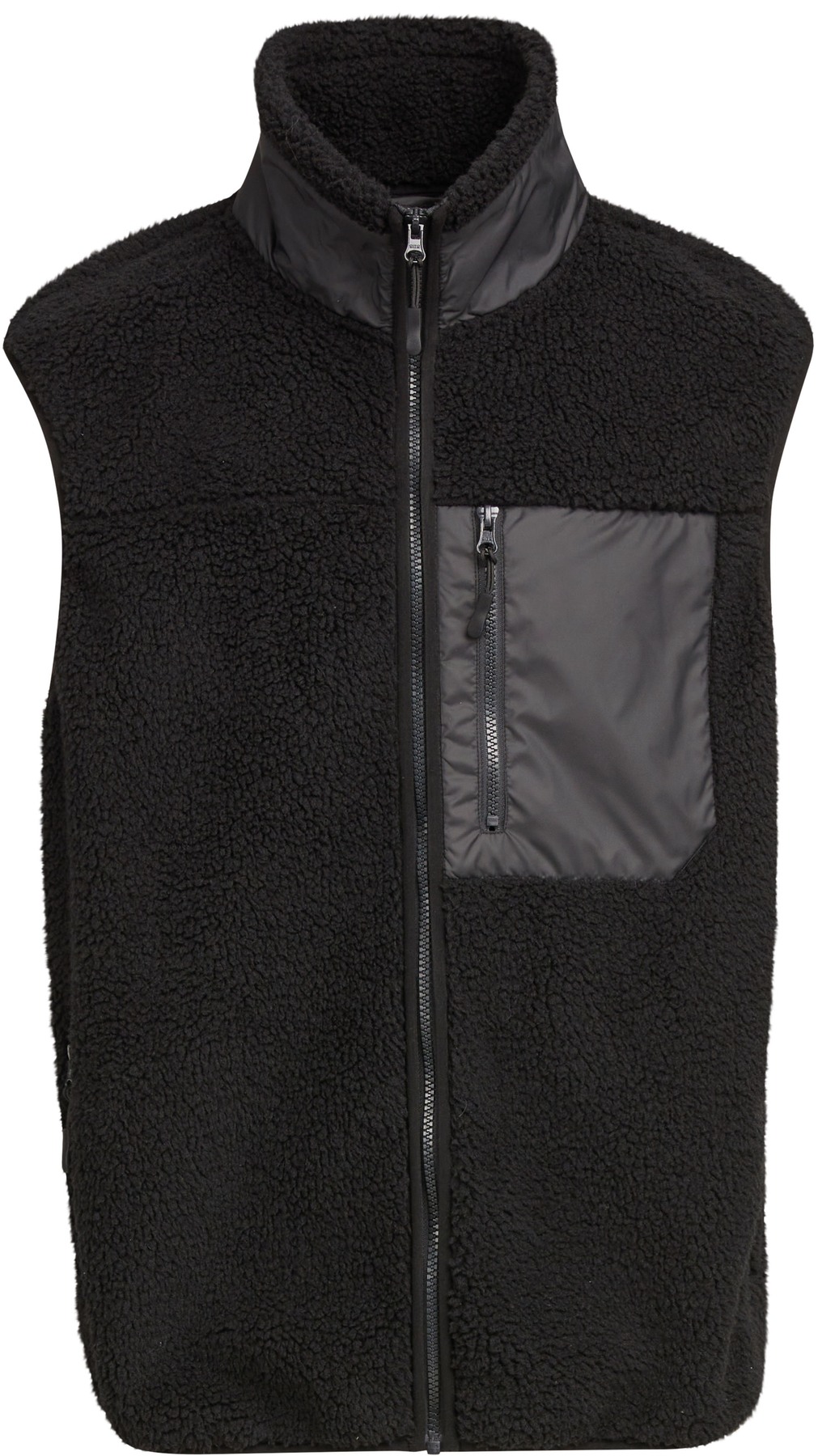 Bonded sherpa vest in Black, front view