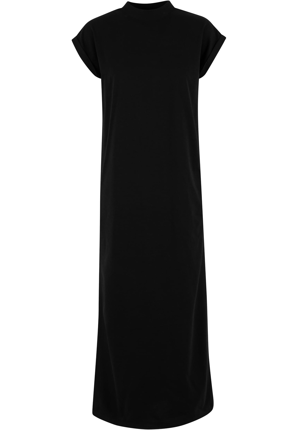 Women’s Sorona long extended shoulder dress in Black, front view