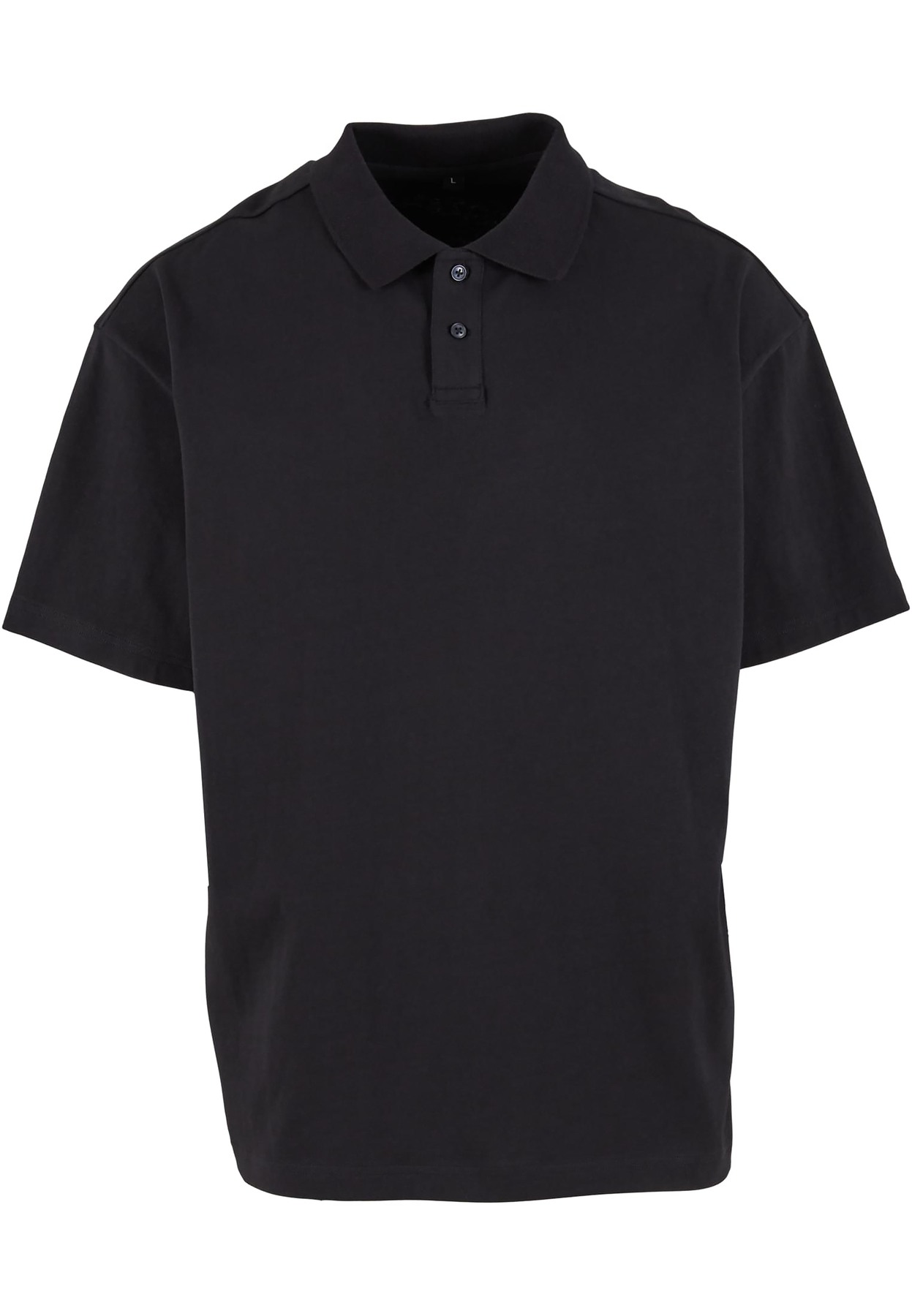 Oversized polo shirt in Black, front view