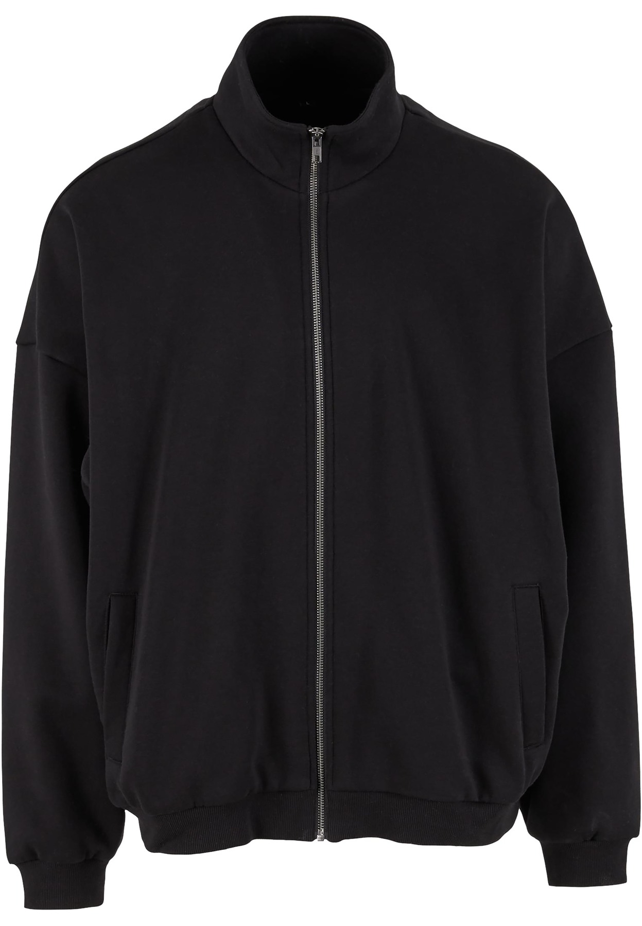 Oversized zip jacket in Black, front view
