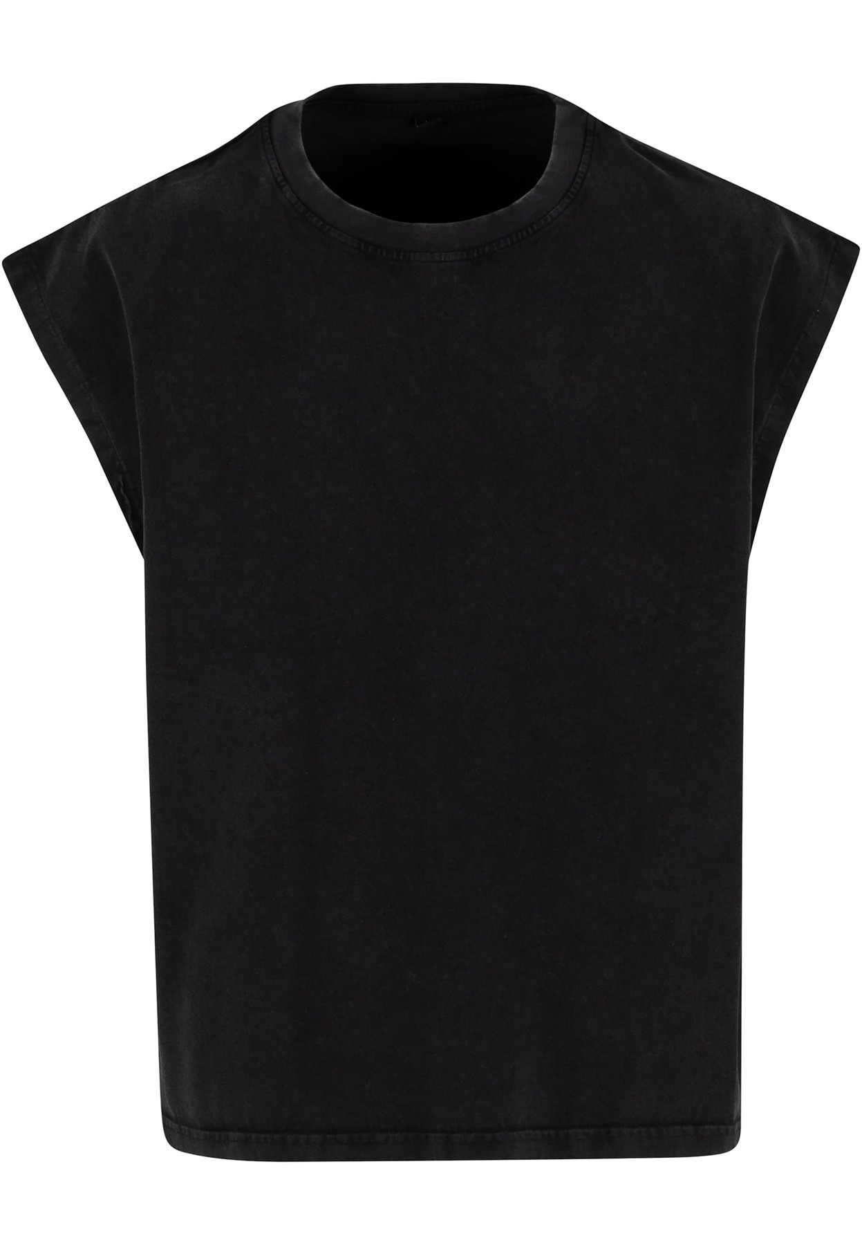Vintage cropped heavy sleeveless tee in Black, front view