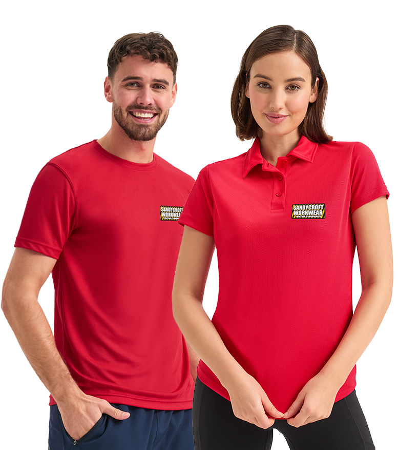 Uneek polo shirts with embroidered logos