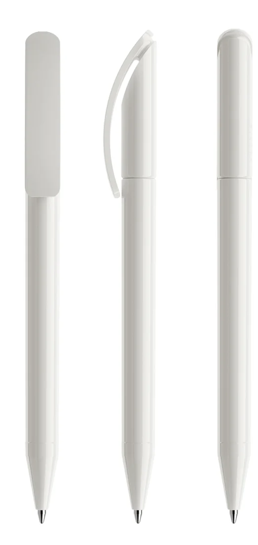 Prodir DS3TPP Polished ballpoint pen in White polished