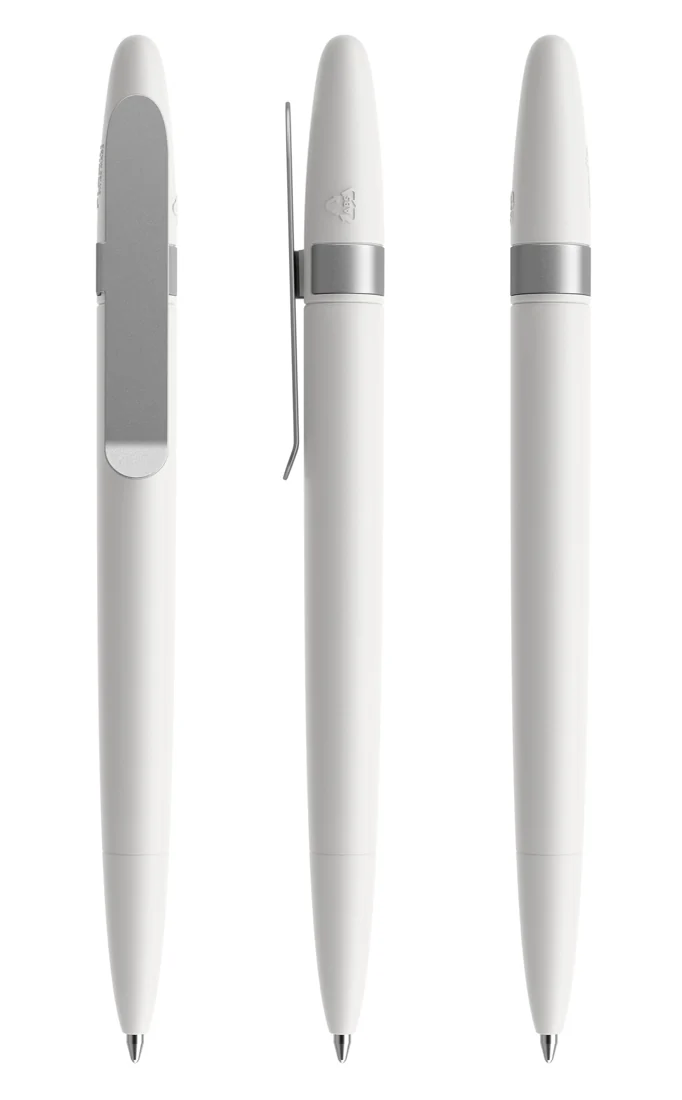 Prodir DS5 TSM Matt Metal Clip ballpoint pen in White matt