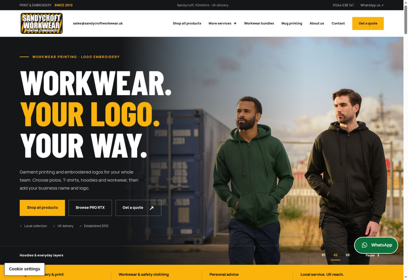 Sandycroft Workwear website built by our team