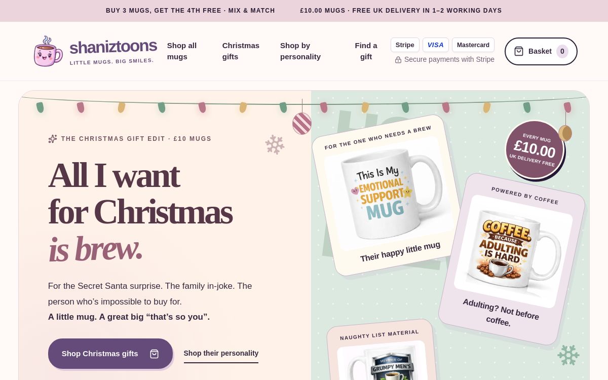 Shaniztoons website design preview